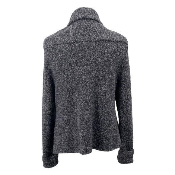 Eileen Fisher Wool Knit Boucle Cardigan, Marled Black/Grey, Size M - Picture 5 of 8